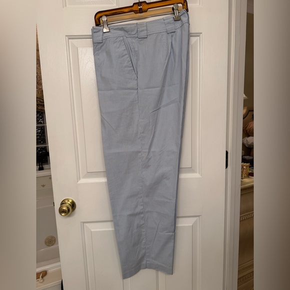 Talbots Woman 2 Pair:light blue/white stripe casual pants AND Tan slacks 12W - Picture 9 of 13